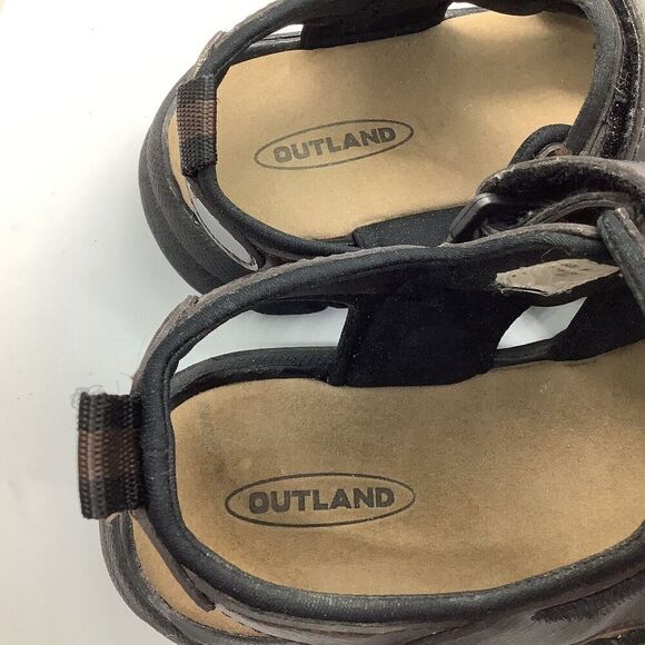 Outland Mens Size 9 Strappy Sandals Brown Faux‎ Leather Padded Casual Comfort - Picture 10 of 11